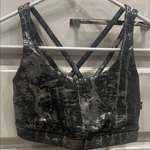 Lululemon Strappy Black and Silver Sports Bra